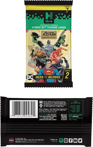 Vista 3 de HRO DC Comics Unlock The Multiverse Capítulo 2: caja de inicio premium, paquete de 8 tarjetas coleccionables NFT híbridas, paquete de 58 tarjetas