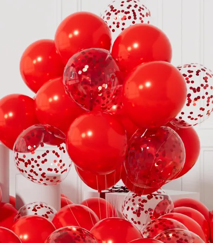 Vista 10 de AULE - Globos de fiesta (42 unidades), diseño de globos de látex y confeti y cintas de 64 ft, 12 pulgadas, set de decoración