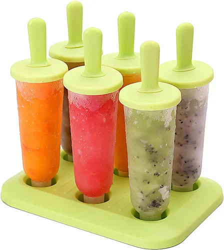 Vista 11 de 6 moldes para paletas de hielo, moldes de paletas con palos, para paletas de helado de bricolaje (azul, largo)
