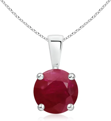 Vista 14 de Angara Round Ruby Solitaire Necklace in Sterling Silver A-Good