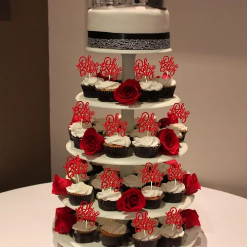 Vista 56 de Ephlyn 24 adornos para cupcakes con purpurina para el día de San Valentín, dulce amor, corazón, día de San Valentín, decoración para cupcakes