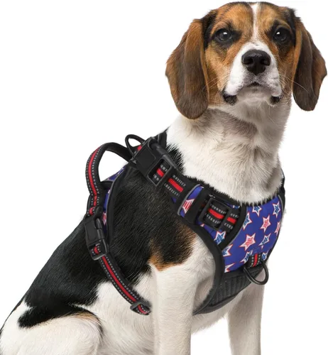 Vista 25 de PUPTECK Arnés táctico sin tirones para perro, tamaño mediano, arnés reflectante ajustable con asa para perro, de fácil control, cómodo y suave