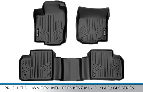 Vista 5 de MAXFLOORMAT Tapetes para piso de Mercedes Benz ML / GL / GLE / GLS Serie, juego completo (negro)