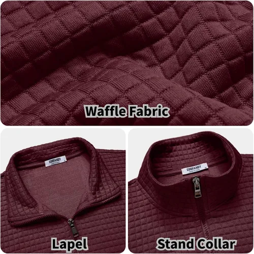 Vista 5 de COOFANDY Chaqueta Varsity Ligera para Hombre Chaquetas Bomber Casuales Sudaderas Waffle con Cremallera y Bolsillo