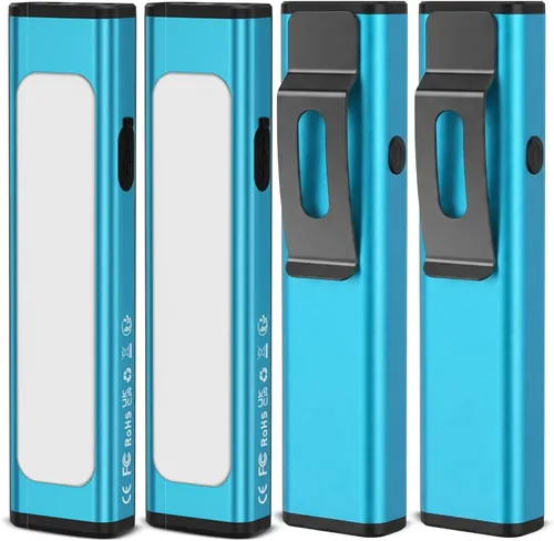 Vista 22 de Linterna plana EDC recargable, 1200 lúmenes USB-C (naranja, 1 unidad) Linterna de bolsillo con clip, 9 modos de luz magnética impermeable pequeña