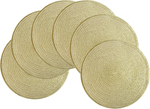 Vista 33 de SHACOS Juego de 4 manteles individuales redondos lavables de 15 pulgadas, de algodón, poliéster, trenzados, para mesa de comedor, boda, decoración
