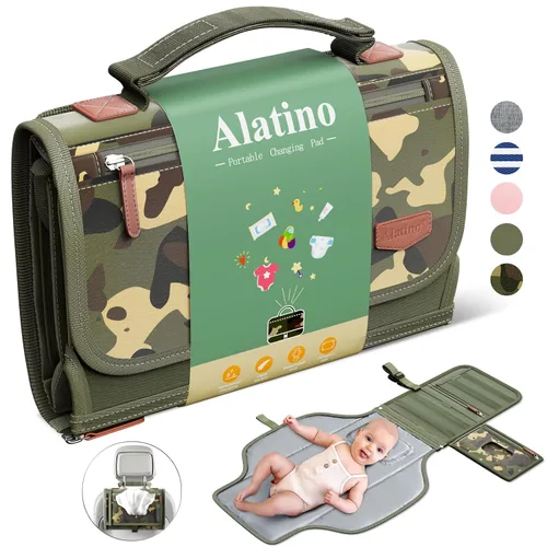 Vista 8 de Cambiador de pañales portátil con correa para el hombro, cambiador de viaje desmontable con bolsillo para toallitas para bebé, regalos para baby