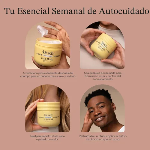 Vista 5 de Kitsch Mascarilla capilar hidratante con aceite de coco para cabello dañado