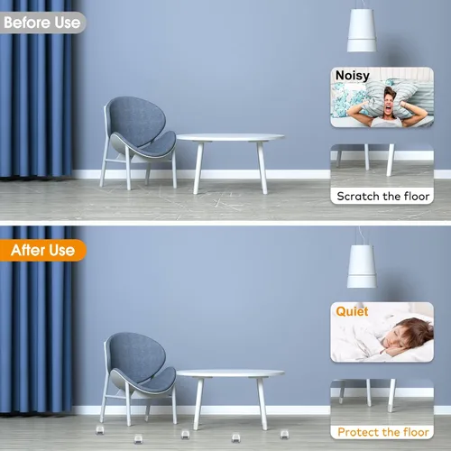 Vista 2 de 36 protectores cuadrados para patas de silla, almohadillas de fieltro de alta elasticidad para suelos de madera dura, protectores de piso