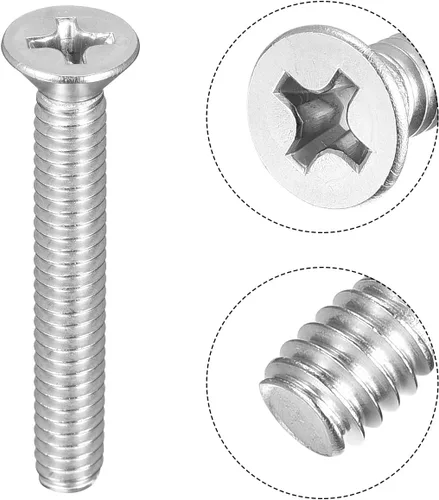 Vista 4 de uxcell Tornillos de máquina de cabeza plana de 1/4-20x1-3/4 "Tornillos de acero inoxidable Phillips 304 10pcs