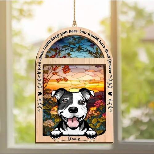 Vista 348 de LOVELYPOD Adorno de Navidad personalizado de sabueso afgano, atrapasoles con nombre, regalos de pérdida de mascotas, regalos para amantes