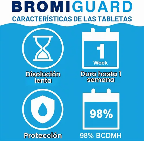 Vista 3 de BROMIGUARD Tabletas de Bromo de 1 Pulgada 1.8 Libras para Spa Jacuzzi Desinfectante Químico Sanitizante Tabletas de Bromo Tabletas de Bromación