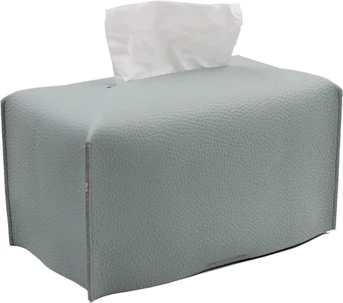 Vista 9 de Livelab Funda para caja de pañuelos, moderna y decorativa, de piel sintética, rectangular, organizador para encimera de tocador, mesitas de noche
