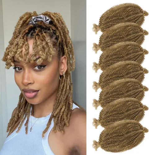 Vista 54 de Cabello para Trenzas Marley Twist de 10 pulgadas Negro 3 Paquetes Cabello Afro Twist Elástico Preseparado para Locs Suaves Cabello Spring Twist