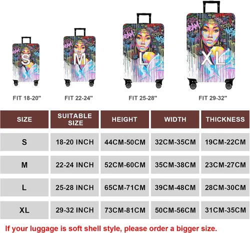 Vista 6 de WUJIAONIAO - Funda protectora para equipaje de viaje, 18 - 32 pulgadas 45.72 a 81.28 cm.
