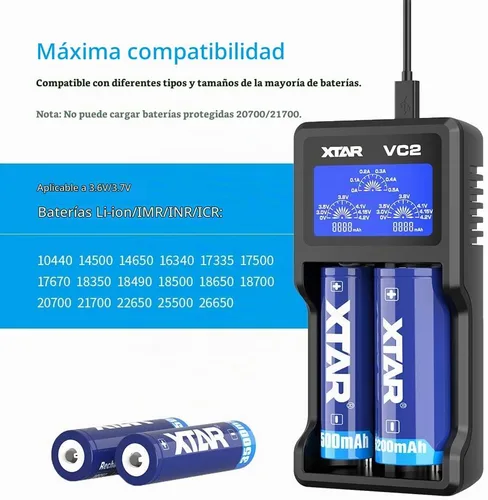Vista 2 de XTAR Cargador VC2 con pantalla LCD