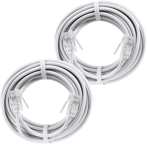 Vista 5 de Power Gear Cable de línea telefónica, 2,1 metros, cable de teléfono, conectores modulares, funciona para teléfono, módem o máquina de fax, para uso