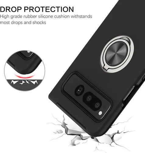 Vista 2 de BENTOBEN Funda plegable para Google Pixel (2023), [protección completa de bisagra] con soporte de anillo de 360°, a prueba de golpes, soporte Negro