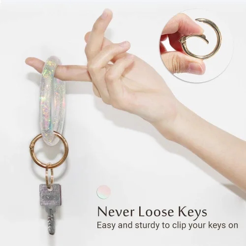 Vista 5 de Mymazn Pulsera para mujer, llavero holográfico para muñeca
