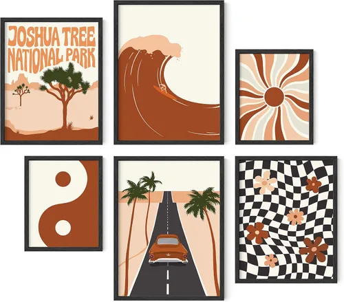Vista 18 de HAUS AND HUES Decoración de Pared Naranja Arte de Galería Juego de 6 - Pósteres para Estética de Habitación Psicodélica, Arte de Pared Rosa y 70 s