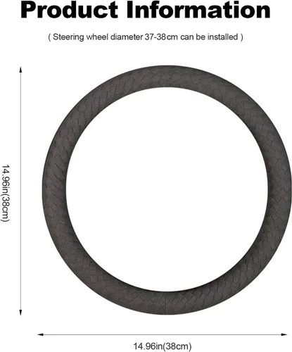 Vista 7 de Ergocar Funda trenzada para volante, de microfibra, de forma redonda, para invierno, cálido, deportivo, protector para volante de automóvil Negro