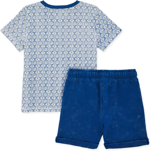 Vista 2 de Burt's Bees Baby Baby Boys' Short Sleeve Buttoned Tee And Tie-Up Short Set