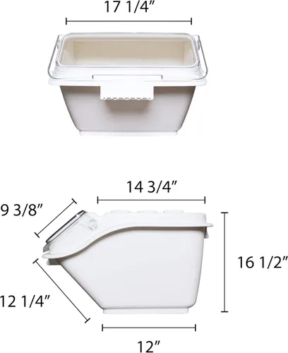 Vista 5 de TrueCraftware - Contenedor de 2 galones para ingredientes (40 tazas), contenedor de almacenamiento blanco con tapa superior abatible transparente