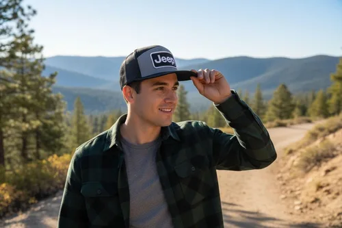 Vista 4 de Jeep Richardson - Gorra de béisbol de 7 paneles con parche a presión para hombre, gorra de béisbol (gris jaspeado/negro), Gris jaspeado / Negro