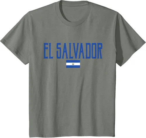 Vista 72 de Camiseta de texto azul con bandera de El Salvador, Negro, S