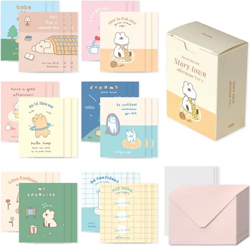 Vista 9 de Monolike Tarjeta Día a Día, 101 Seúl Doce Meses - Mezcla de 48 Mini Tarjetas Individuales, 24 sobres Paquete