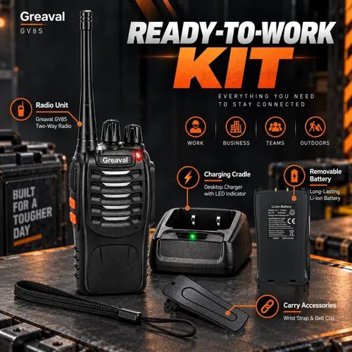 Vista 2 de Walkie Talkies de largo alcance, paquete de 6, recargable de 16 canales