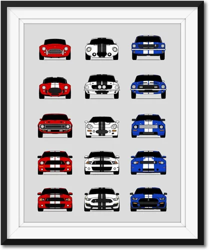 Vista 7 de Custom Car Posters Póster hecho a mano compatible con Shelby Evolution Print Wall Art Decor Best of Shelby Generations, multicolor, 8 x 10 pulgadas