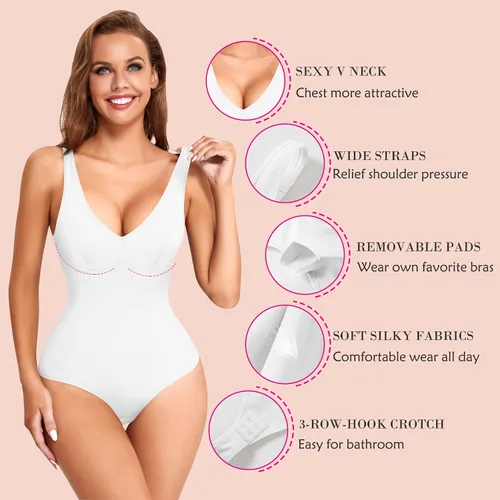 Vista 3 de Nebility Faja moldeadora de cintura con cuello en V para mujer