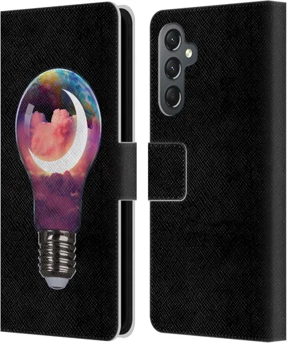 Vista 7 de Head Case Designs Officially Licensed Dave Loblaw Boy Painting Moon Clouds Sci-Fi and Surreal Leather Wallet Case Compatible with Samsung Galaxy A25