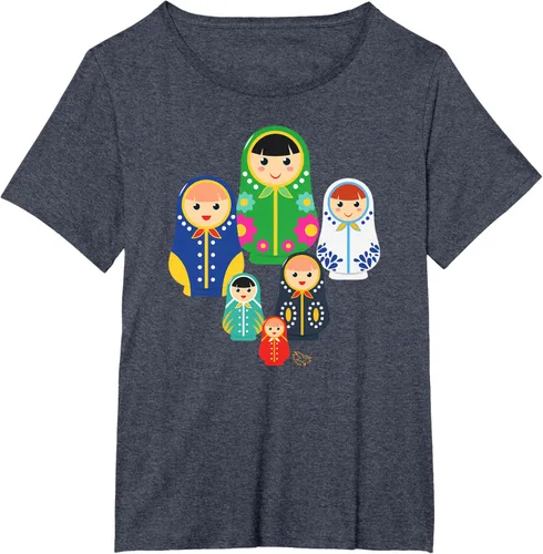 Vista 65 de Matryoshka Russian Nesting Dolls, Rusia - Camiseta de regalo, Azul / Patchwork, S