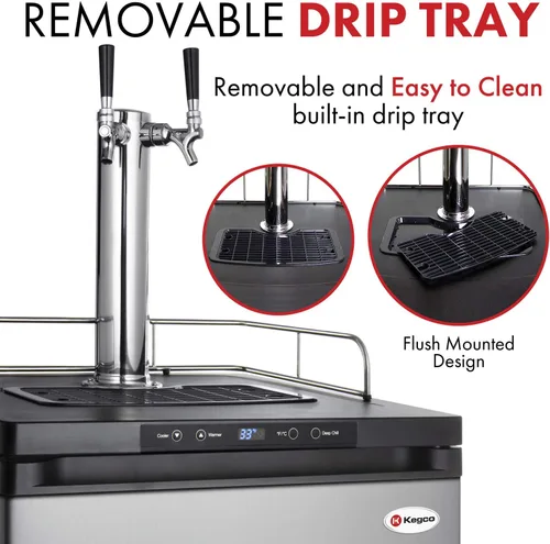 Vista 5 de Kegco 3PHBK309S-2 Dispensador de barriles, 2 grifos, acero inoxidable