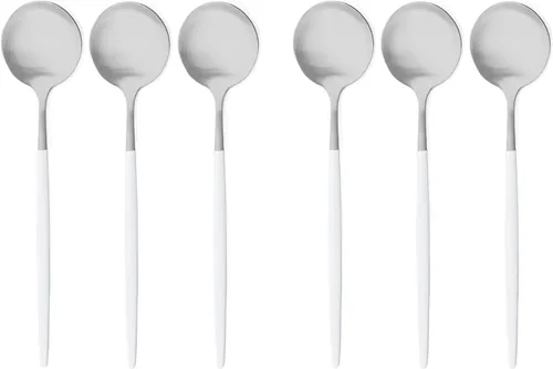 Vista 13 de Cubiertos de plata blanca pulida mate, diseño ligero, 36 piezas de acero inoxidable, juego de cubiertos de servicio para 6, incluyendo tenedores