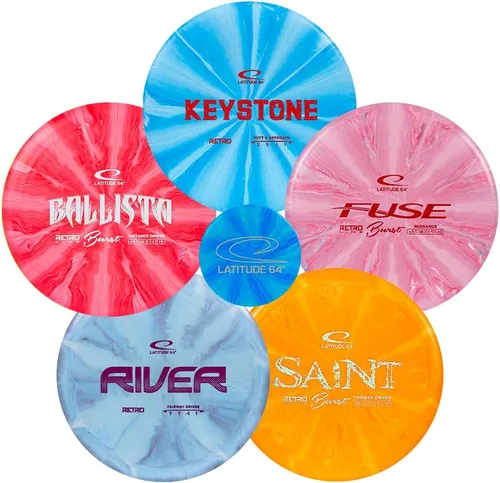 Vista 5 de Latitude 64 Retro Burst Disc Juego de golf, juegos al aire libre, juego de iniciación de frisbee para hombres y mujeres, conductores de River &