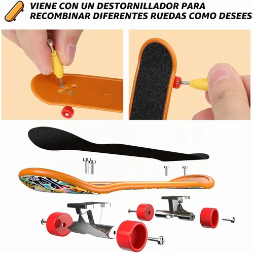 Vista 5 de Minipatinetas para Dedos 12PCS Juego Profesional de Tablas para Dedos Creativas Movimiento de Dedos, Kit Inicial de Mini Skateboards Favoritos de 12