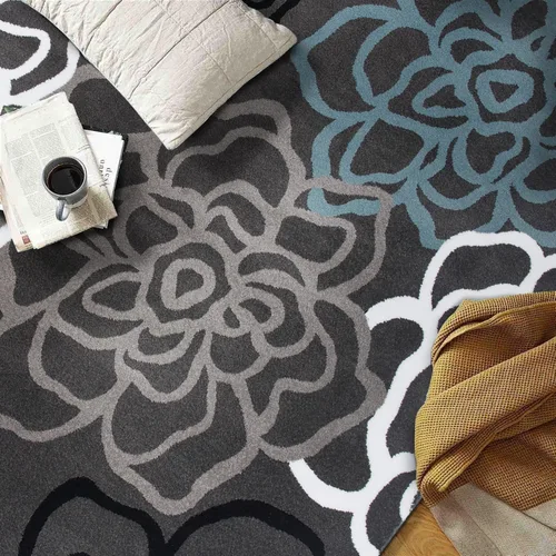 Vista 9 de Rugshop Alfombra de área floral abstracta moderna contemporánea, gris, 3 pies 3 pulgadas x 5 pies