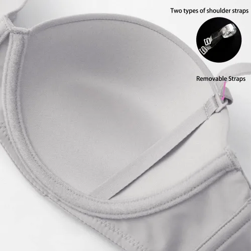 Vista 6 de Guoeappa Brasier push-up sin tirantes para mujer, con aros, acolchado, para bodas.