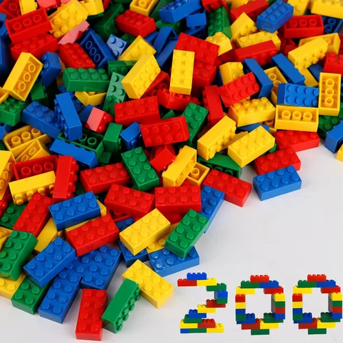 Vista 12 de HUIZDQ 200 piezas de ladrillos de construcción pequeños clásicos, bloques de construcción de 2 x 4, juguetes de construcción creativos STEM, azul