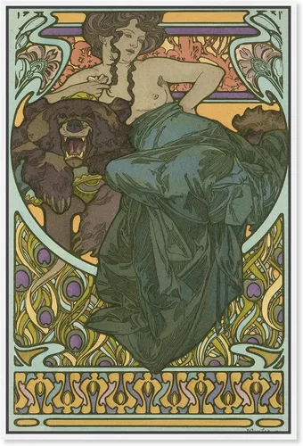 Vista 10 de Art Remedy Lady by Alphonse Mucha Canvas Nouveau Art Prints, Black Frame, 10" x 15