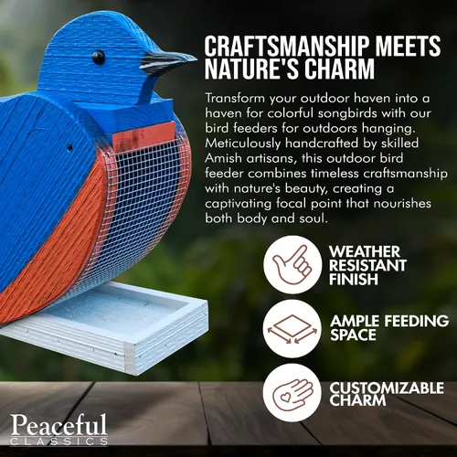 Vista 2 de Comedero para pájaros colgante al aire libre, comedero de madera con forma de pájaro de orientola con cabezal de recarga fácil, comederos