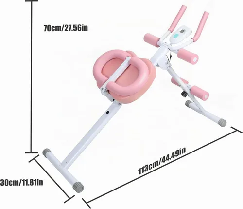 Vista 2 de Máquina de abdominales, equipo de entrenamiento abdominal, máquina de entrenamiento abdominal ajustable de 5 niveles con pantalla LCD, equipo de Rosa