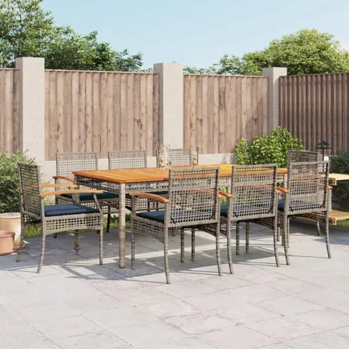 Vista 10 de 5-Piece Patio Dining Set Outdoor Furniture Grey Synthetic PE Rattan Modern Design for Garden, Balcony, and Porch