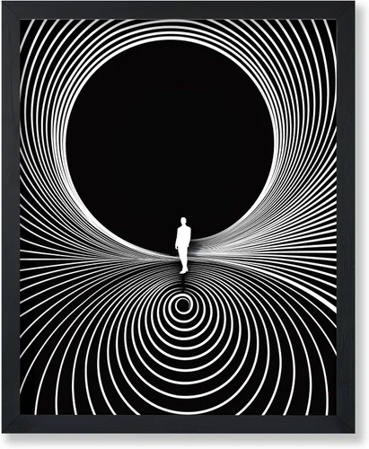 Vista 17 de Monem Art - Póster psicodélico – Impresión geométrica – Arte Trippy – Arte en blanco y negro – Arte abstracto – Arte moderno – Arte moderno – Arte