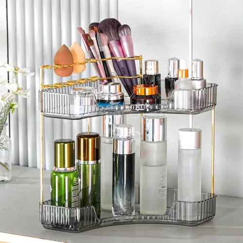 Vista 16 de shuang qing Organizador de Esquina de 2 Niveles para Mostrador de Baño – Estante de Almacenamiento Clásico para Maquillaje, Perfume y Artículos