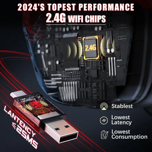 Vista 2 de Auriculares inalámbricos para juegos de 2.4 GHz USB y tipo C para PC, PS4, PS5, Switch, auriculares Bluetooth 5.3 para juegos con micrófono