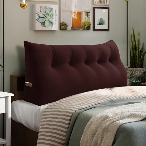 Vista 14 de Almohada de cuña doble gruesa de 8 libras para cabecero de dormitorio universitario, almohada de cuña de terciopelo con respaldo triangular